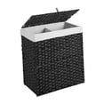 thumbnail image 3 of Cesta de lavandería ropa sucia cesta 2 divisores con organizador de tapa cesta de almacenamiento de cestería de lavandería independiente para sala de Negro, 3 of 8