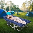 thumbnail image 5 of MOPHOTO XL Folding Camping Cots Adults, Updated Folding Cots Portable, Heavy Duty Sleeping Beds with Carrying Bag (Gray-blue Cot & Blue Pad), 5 of 8