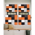 thumbnail image 2 of Orange Black Patchwork Short Blackout Curtains 30 Inch Long Abstract Geometric Art Rod Pocket Kitchen Curtains, 2 Panels Thermal Insulated Room Darkening Drapes for Bedroom, 42"W x 30"L, 2 of 5