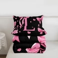 thumbnail image 5 of Erosebridal Letter L Monogrammed Full Size Comforter Sets,Pink Ribbon Bow Girls Bedding Sets For Kids,Reversible black,3pcs, 5 of 7
