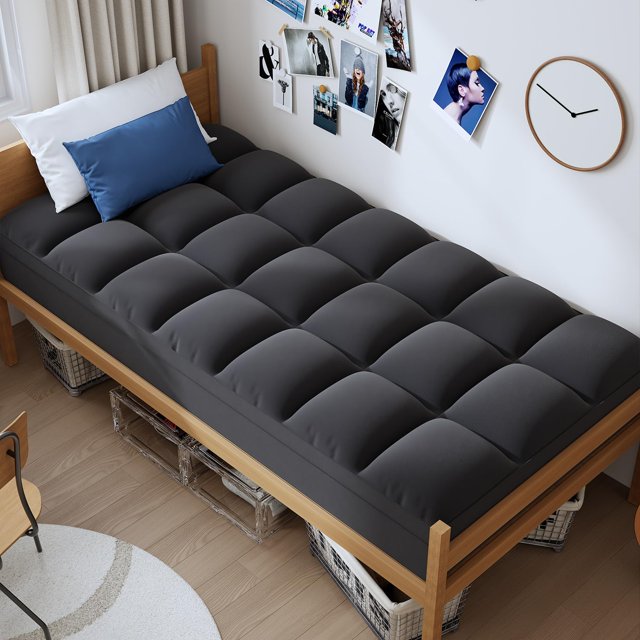 ELEMUSE Twin XL - Cubrecolchón refrescante, color negro, 100% poliéster, lavable a máquina, 10 pulgadas