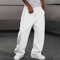 thumbnail image 6 of FRSASU Men’s Baggy Sweatpants with Elastic Drawstring Waist, Wide-Leg Casual Loose Cotton Joggers with Deep Pockets White, 6 of 7