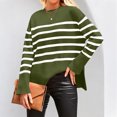 thumbnail image 5 of Women's Casual Striped Loose Round Neck Pullover Sweater for Fall Winter Striped Patterns,Green,S, 5 of 6