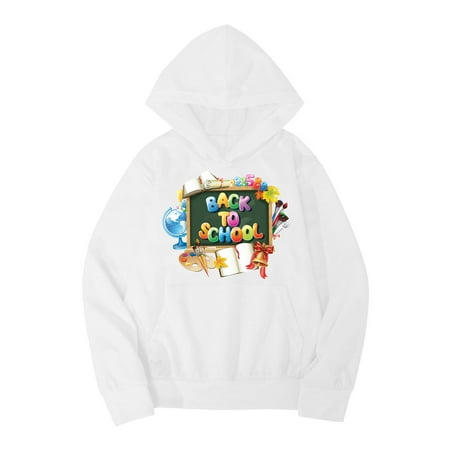 

PMVFHDE Custom Sweatshirt Child Toddler Boys Girls Start Of Cchool Season Long Sleeve Cartoon Prints Warm Hoodie Pullover Tops Sweat White 5-6 Years