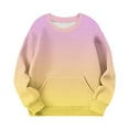 thumbnail image 4 of Children's Fashion Sweatshirts Long Sleeve Round Neck Pullover Top Girls Boys Gradient Color Sport Loose Sweatshirt with Pocket Yellow 7 Years, 4 of 6