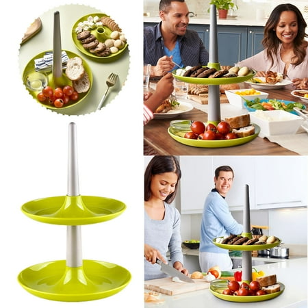 

HIBRO Detachable Plastic Fruit Dessert Double Layer Plate Snack Afternoon Tea Cake Tray Cupcake Stands