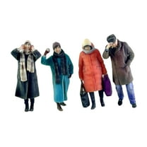 LeeQinersw 4 Pieces 1/87 Scale People Figurines Miniature Scene Decor Craft People Figures
