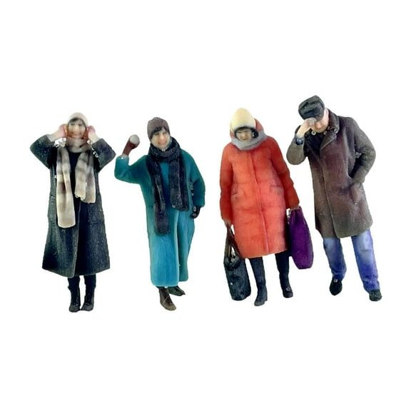 LeeQinersw 4 Pieces 1/87 Scale People Figurines Miniature Scene Decor Craft People Figures