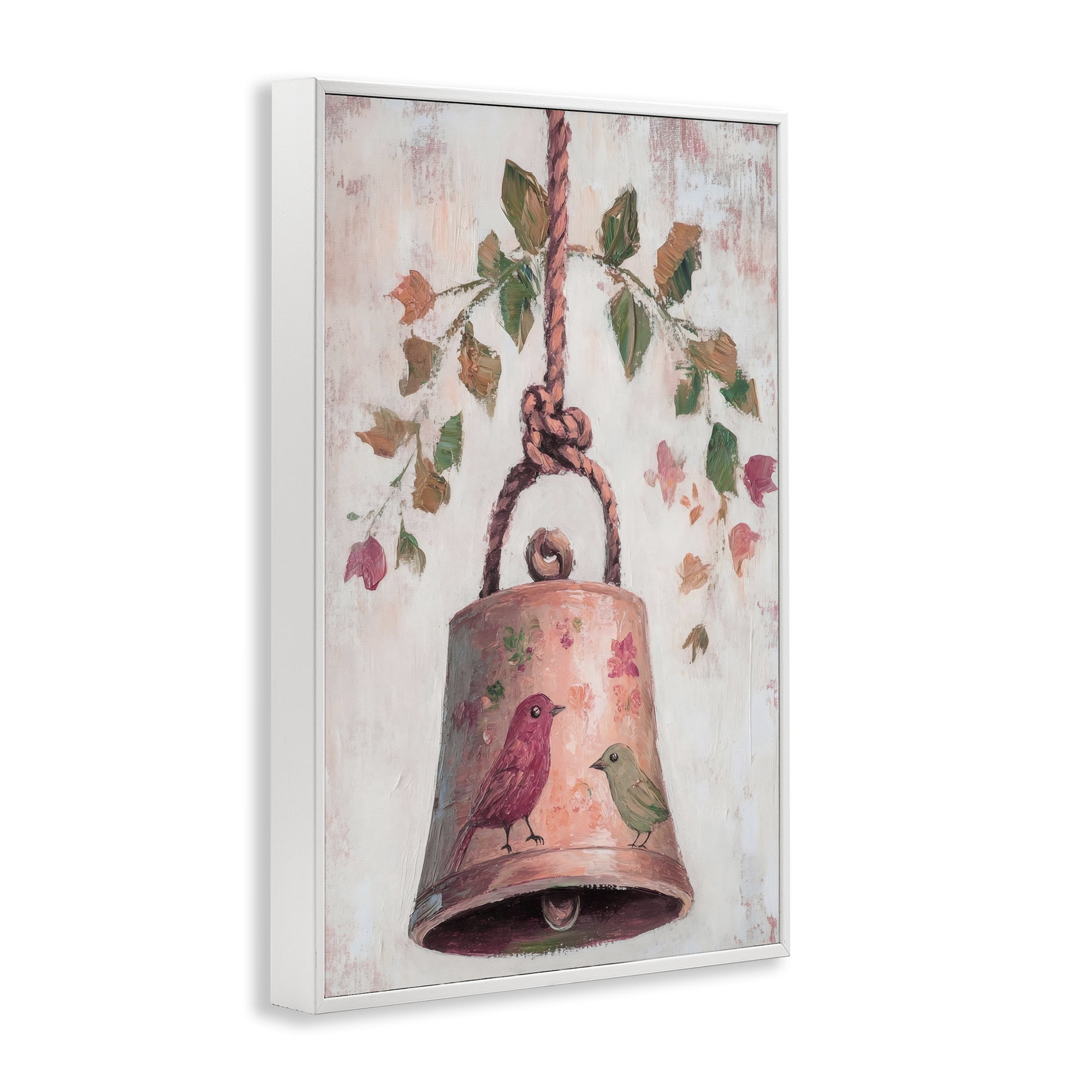 Vintage Christmas Bell White Framed Giclee Art, design by Petal Prints Design