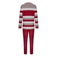 thumbnail image 4 of Roncen Women's Casual Striped Two-Piece Set - Long Sleeve Round Neck Top & Elastic Waist Lounge Pants with Modern Striped Design for Everyday Outfit, 4 of 7