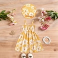 thumbnail image 4 of Mifsaly 2 Piece Dress Sets for Toddler Girls Cute Heart Print Smocked Sleeveless Sundress and Bucket Hat Cute Summer Beach Vacation Casual Matching Outfits, 4 of 9