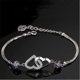 thumbnail image 2 of Pulsera con dije de doble corazón bañada en plata, joyería para mujer y niña, regalo, 1 unidad., 2 of 5