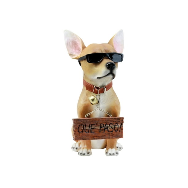 Dwk Corporation Dog Garden Statue Chihuahua Wearing Sungl And Reversible Sign Lawn Ornament Yard Decor Com - Dwk Corporation Home Decor