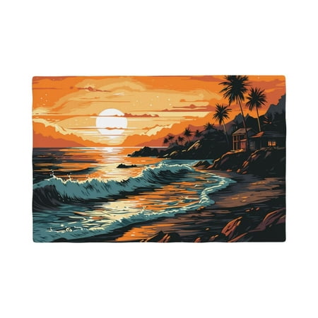 

Placemats Set of 6 Serene Ocean Sunset Place mats for Dining Table Indoor/Outdoor Cute Heat Resistant Washable Table Mats(18 x 12 )
