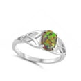 thumbnail image 4 of CHOOSE YOUR COLOR Oval Mystic Simulated Opal Celtic Knot Ring .925 Sterling Silver Band Black CZ Female Size 10, 4 of 4
