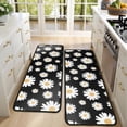 thumbnail image 4 of Kitchen Rugs Sets Of 2,Black Daisy Flower Golden Centers Pattern Anti Fatigue Kitchen Mat Rugs Non Slip Washable,Decorative Kitchen Floor Mats for Kitchen,Sink,Laundry,17"x47"+17"x47", 4 of 5