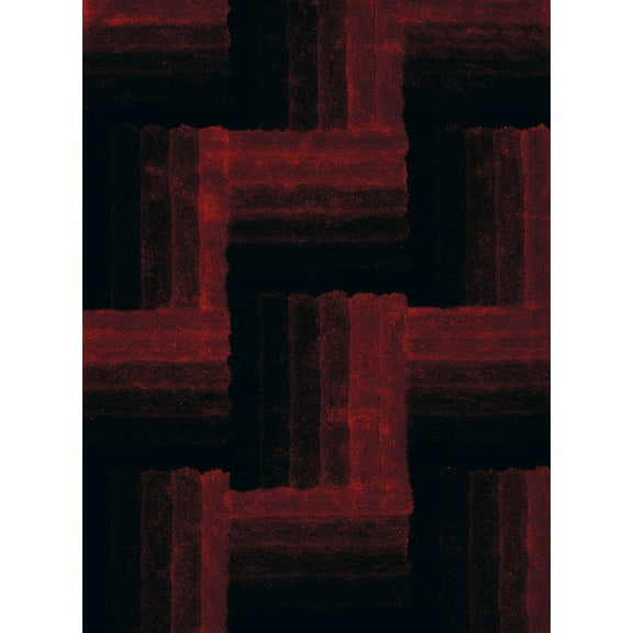 Designer Home Suave Area Rug 2100-20330 Flagstone Red Banded Rows 1' 10" x 3' Rectangle