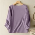 thumbnail image 3 of ZANZEA Women Crewneck Long Sleeve Casual Loose Tops Shirt Crochet Solid Tee Shirts Blouse, 3 of 4