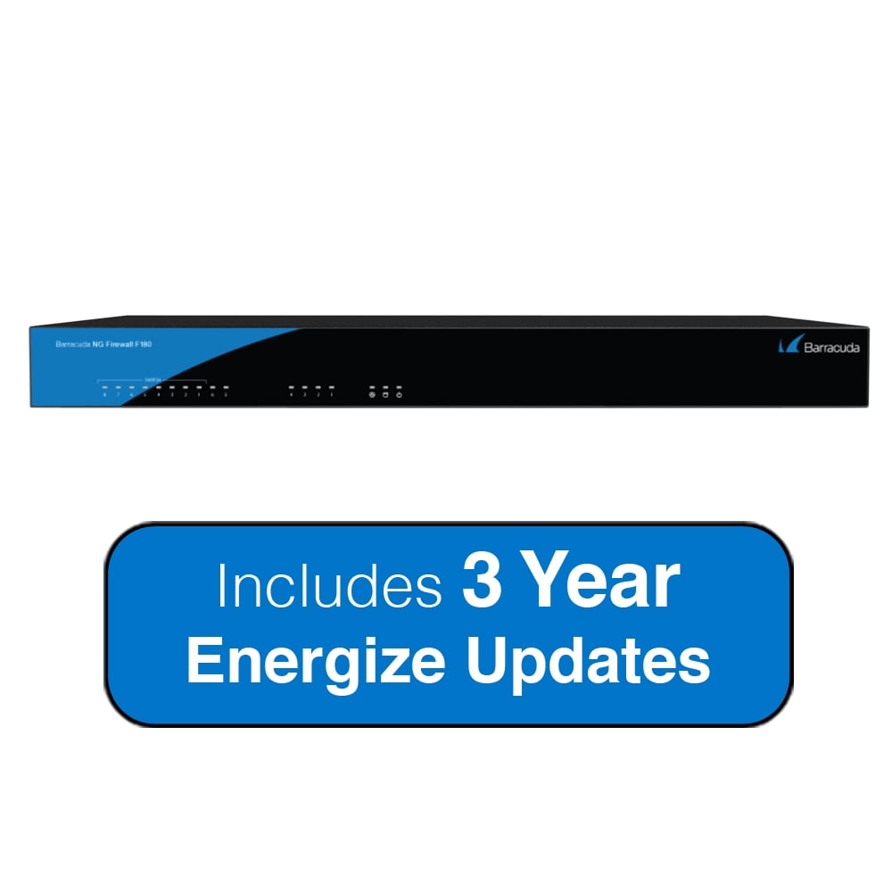 Barracuda Networks NG Firewall F180 with 6x GbE Ports, Up to 1.65 Gbps Firewall Throughput Includes 3 Years Energize... by Barracuda Networks