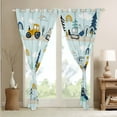 thumbnail image 4 of Erosebridal Construction Blackout Curtains 42"Wx63"L Cartoon Truck Window Curtains Car Bedroom Decor Diggers Excavator Curtains & Drapes Yellow Blue Window Treatments 2 Panels, 4 of 5
