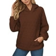 thumbnail image 2 of 2025 Womens Tops Long Sleeve Shirts Casual Fall Winter Tunics Pleated V Neck Fashion, 2 of 5