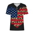 thumbnail image 4 of Fiudx Ofertas Flash Del Día Solo En Línea Camiseta Informal de Manga Corta con Cuello En V para Mujer, Jersey con Botones y Estampado Del Día de La Independencia, Camiseta de Manga Cruzada, 4 of 5