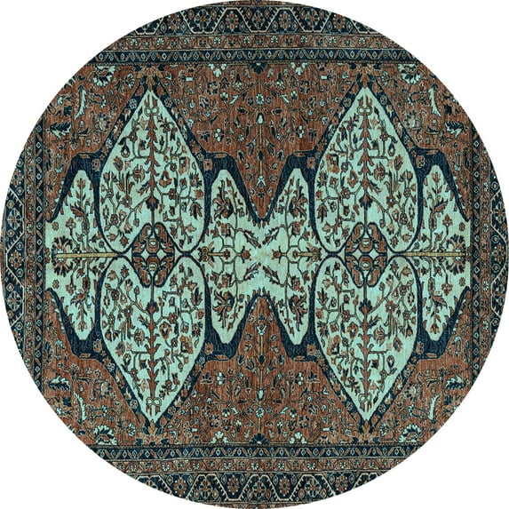 Ahgly Company Indoor Round Abstract Light Blue Modern Area Rugs, 3' Round