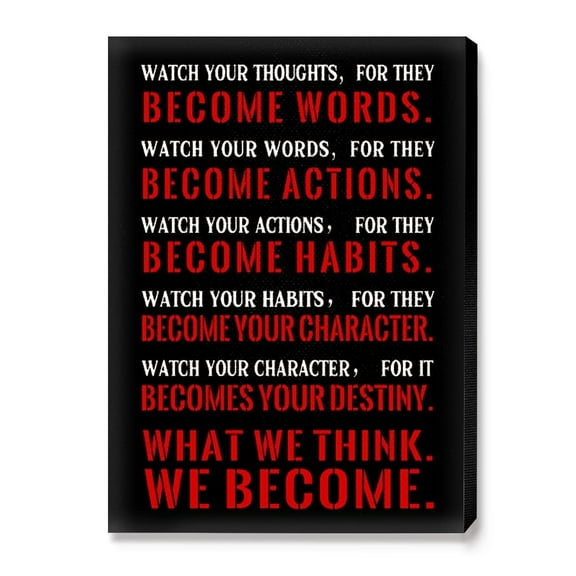 Watch Your Thoughts for They Become Words Canvas Wall Decor,Inspirational Quotes Office Wall Art,Motivational Canvas poster