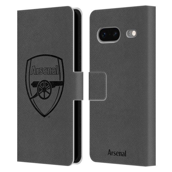 Head Case Designs Officially Licensed Arsenal FC Crest 2 Black Logo Leather Book Wallet Case Cover Compatible with Google Pixel 7