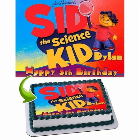 SugarMeLicious Sid the Science Kid Cake Image Topper, Personalized 1/4 Sheet Edible Birthday Cake Decoration, Fun Science-Themed Party Banner