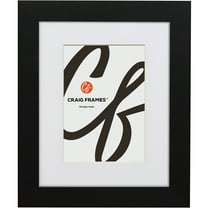Craig Frames Bauhaus, Modern 1.25" Satin Black 5x7 Picture Frame, Matted to Display a 4x6 Artwork