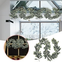 6.56ft Pre-Lit Artificial Christmas Vine Garland with Warm White LED Lights, Artificial Norfolk Pine Garland, Flexible Greenery Garrain for Christmas Tree Mantel Wedding Holiday Decor,Green/2PCS