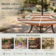 thumbnail image 6 of Round Outdoor Tablecloth with Umbrella Hole and Zipper, Burnt Orange Grey Stripe Tablecloth with Elastic Waterproof, Minimalist Farmhouse Striped Patio Table Covers for 36" - 44" Picnic Pool Tables, 6 of 9