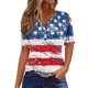 thumbnail image 1 of Mujeres Manga Corta de Verano Tops Día de la Independencia Impreso Cuello en V Casual Top, Imitación de Algodón Camisa Marco para las Mujeres, Lavado de Manos Primavera Y Verano, 1 of 8