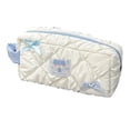 thumbnail image 1 of Bolso de mano de poliéster suave, gran capacidad, para guardar artículos de papelería y cosméticos, azul de ensueño con decoración de mariposas, 1 pieza, 1 of 5
