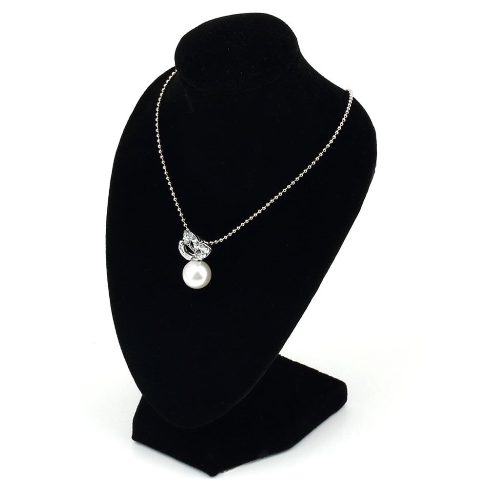 Black Velvet Necklace Pendant Chain Jewelry Bust Display Holder