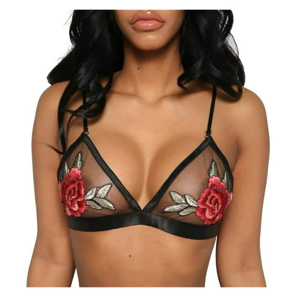 Best Bras for Women Sexy Lingerie Lace Embroidery Bra Underwear Wireless Sleepwear Rose Polyester Push Up Bras for Women