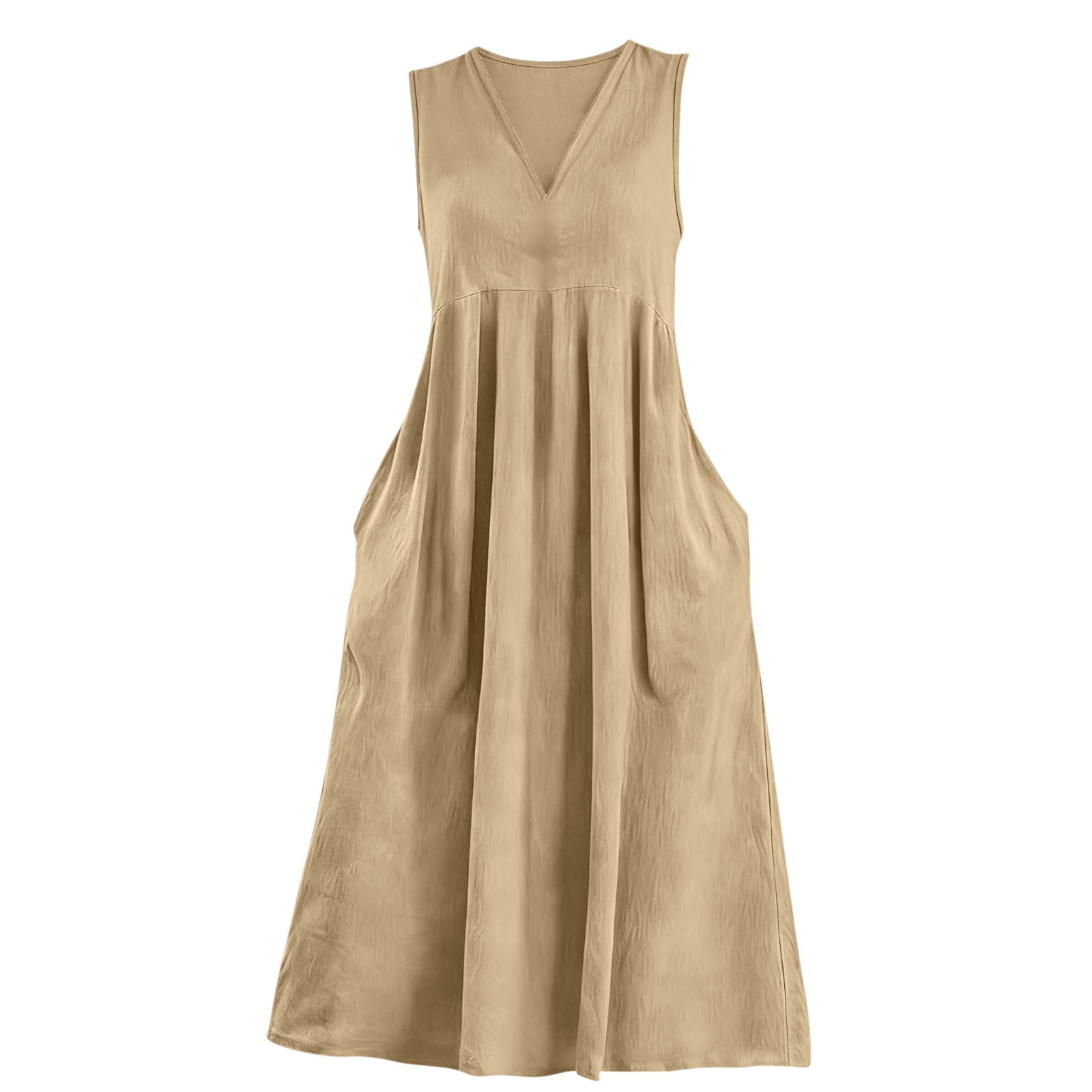 Awdenio Dresses for Women Summer Sundress Sleeveless Casual Dresses V Neck A-Line Beach Dress with Pockets