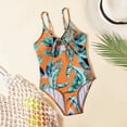 thumbnail image 6 of Gyujnb Girls Swimsuit,Girls Leaf Print One Piece Swimsuit with Bow,9-10 Years, 6 of 8