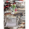 thumbnail image 5 of Outdoor Tablecloth with Umbrella Hole for Patio/Picnic/Party/Camping, Retro Minimalist Art Waterproof Table Cloth Round Cover Washable, Abstract Bohemia Aesthetics Brown Beige (Dia 54"), 5 of 9