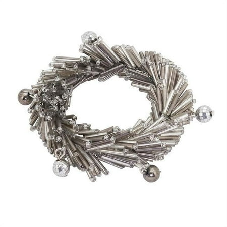 

SARO Round Beaded Napkin Rings - Set of 4