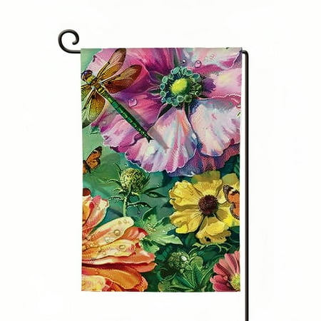 Ulloord Zinnias in Bloom Spring Garden Flag White