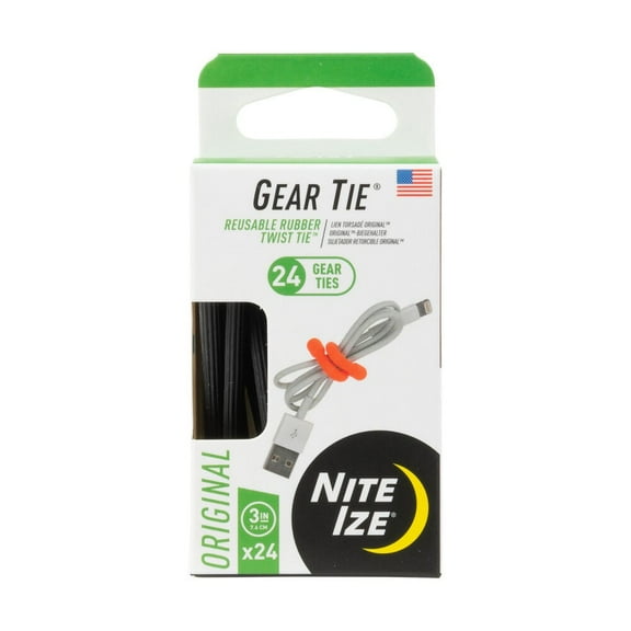Nite Ize Gear Tie ProPack Reusable Rubber Twist Tie, 3-Inch, Black