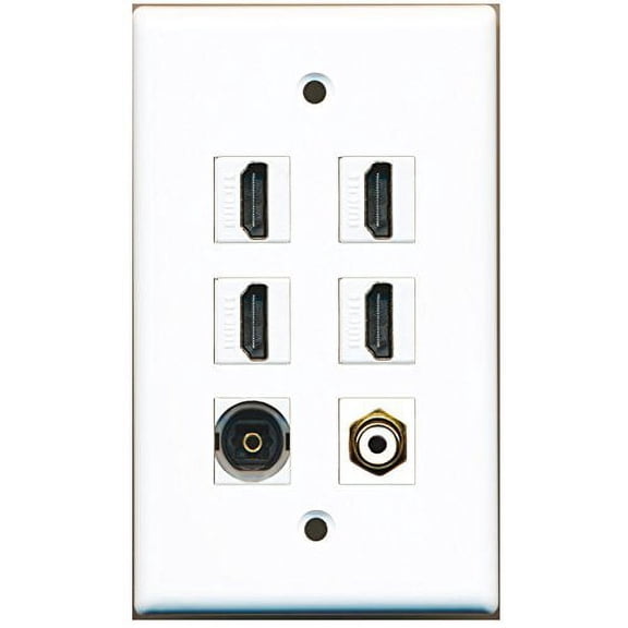 RiteAV - 4 HDMI 1 Port RCA White 1 Port Toslink Wall Plate