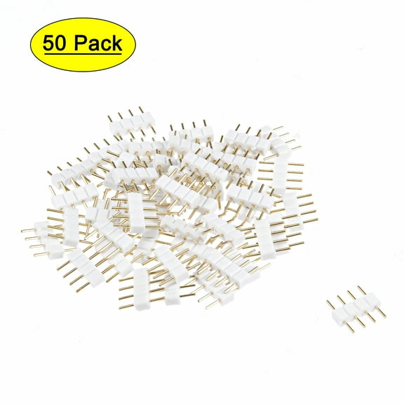 50pcs 4 Pin Male to Male Plug Header Adapter Fit RGB/3528/5050 Strip