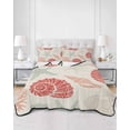 thumbnail image 2 of Quilts Queen Size Bedding Set, Red Orange Coastal Lightweight Quilted Comforter, Starfish Shell Coral Summer Beach Rustic Soft Bedspread Coverlet with Pillow Covers for All Season, 90" x 96", 2 of 7