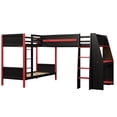 thumbnail image 6 of Harper & Bright Designs Twin over Twin L-Shaped Gaming Bunk Bed with LED Lights, Twin Size Loft Bed with Desk and Storage Shelves for Bedroom, Black+Red, 6 of 12
