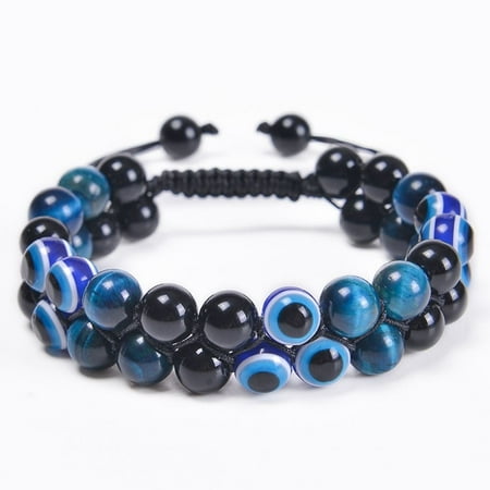 Women's Handwear Charming Turkish Weave Unisex Bead Bohemian Hand Chain Evil Eye Bracelet Men Bracelet Double Layer H