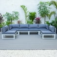 thumbnail image 2 of LeisureMod Chelsea 6-Piece Outdoor Patio Sectional Weathered Grey Aluminum With Blue Cushions, 2 of 14
