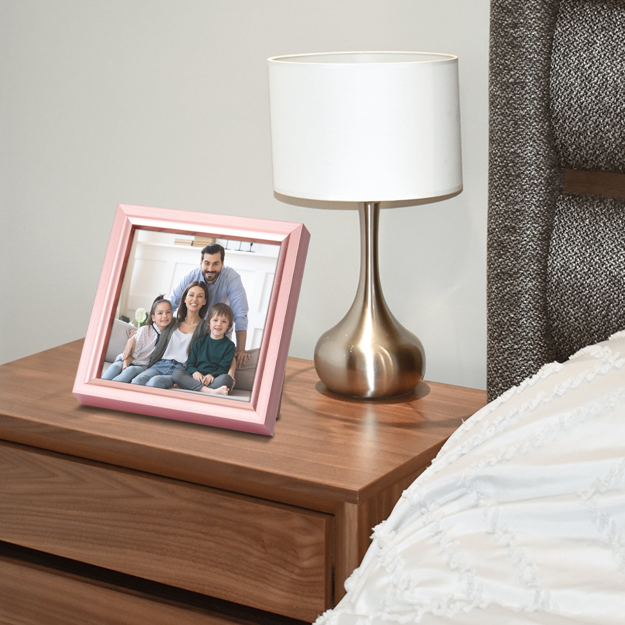 Unique Bargains Picture Frames for Wall or Tabletop Modern Photo Frame Display Gold 4x4"